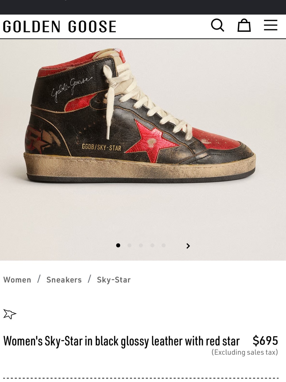 Golden Goose Sky-Star Black and Red High-Top Sneakers